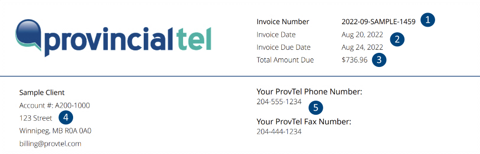 Client Portal - Provincial Tel Invoice Header - Mobile