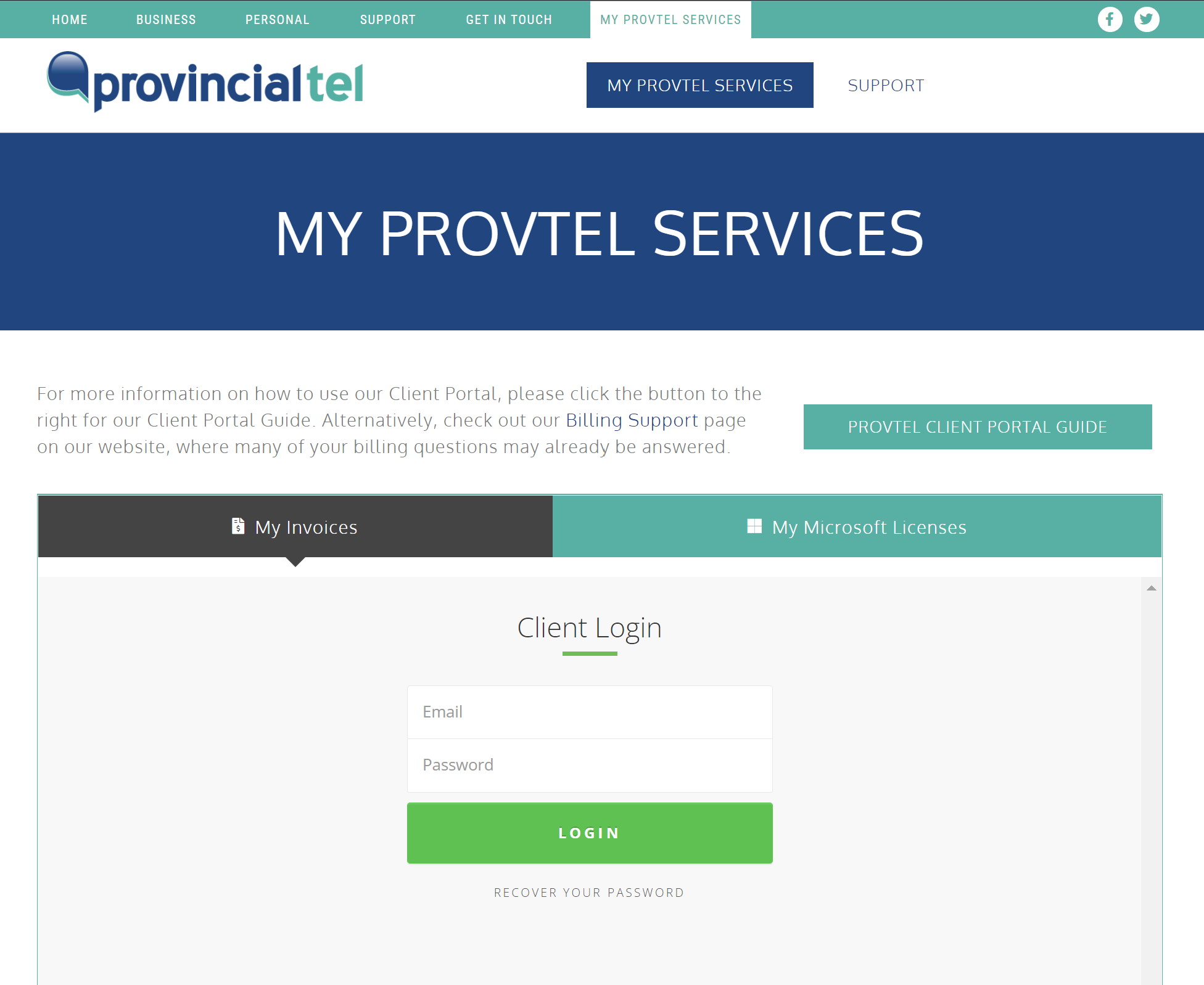 Client Portal My Services Login